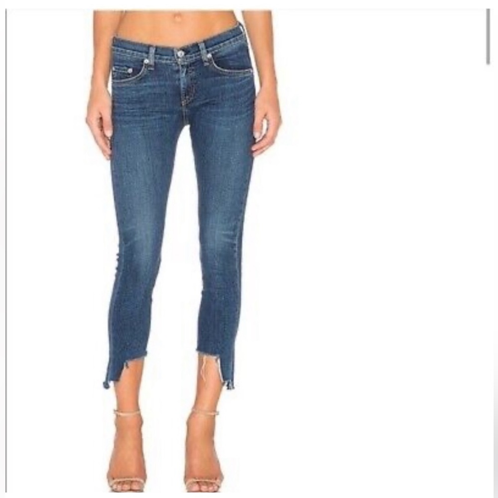 Rag & Bone Capri Jean Hampton Wash Raw Cut Hems Size 28